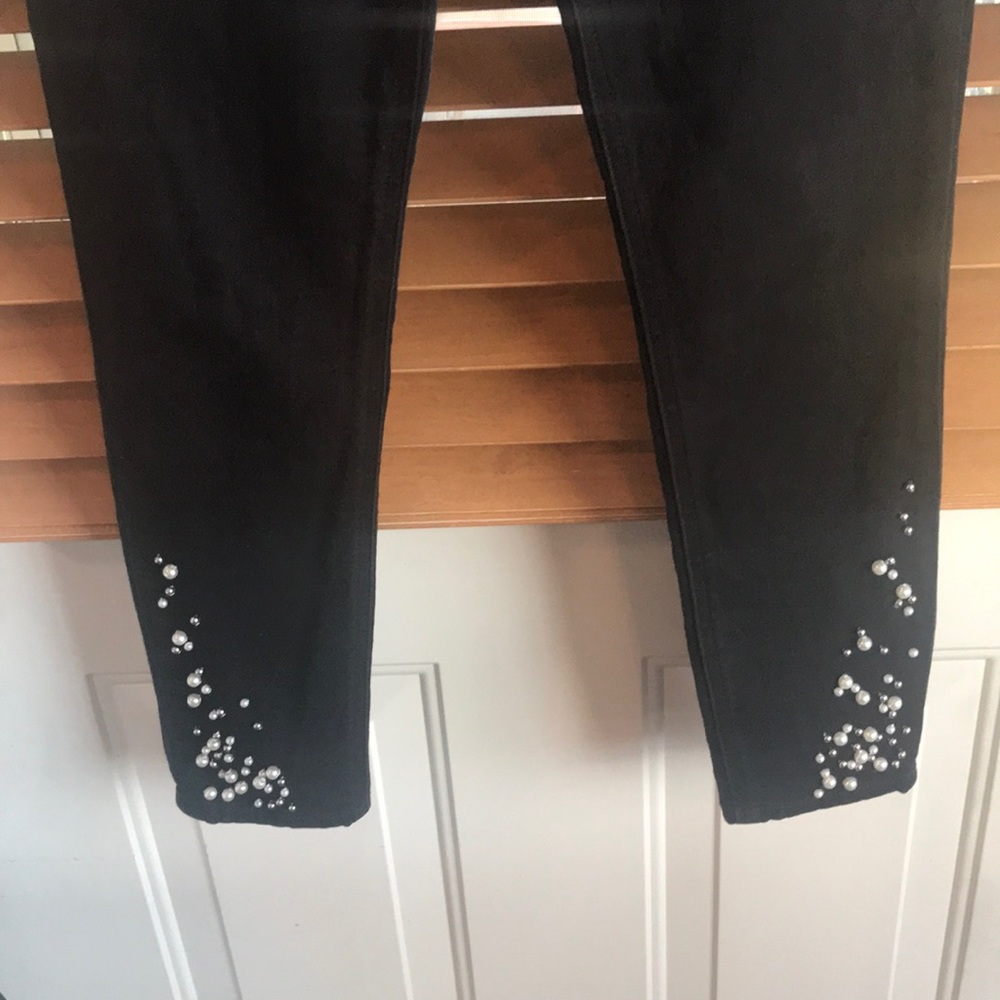 Express pearl embellished high rise black jeans